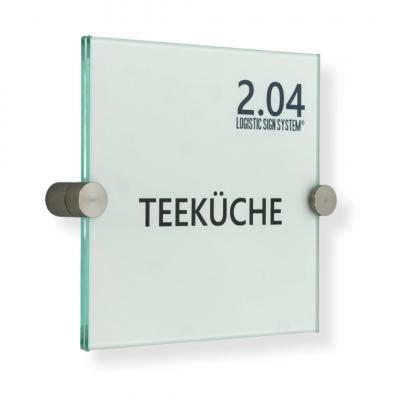 Türschild VITRUM K , Glasschild, Büroschild, Doppelglasschild